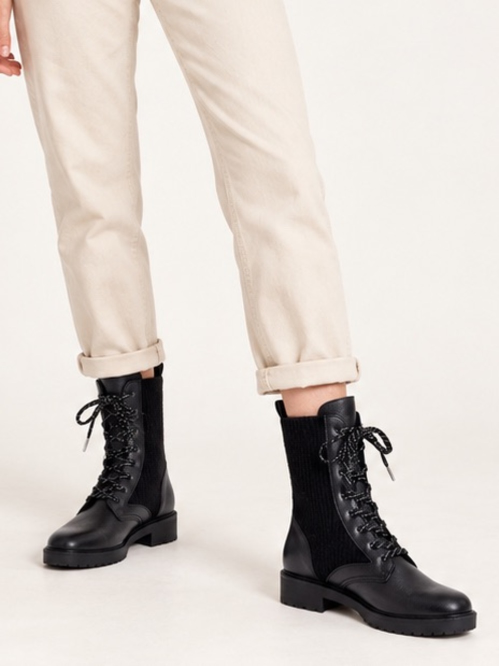 Splendid Saylor Leather Combat Boot Black  Size 9